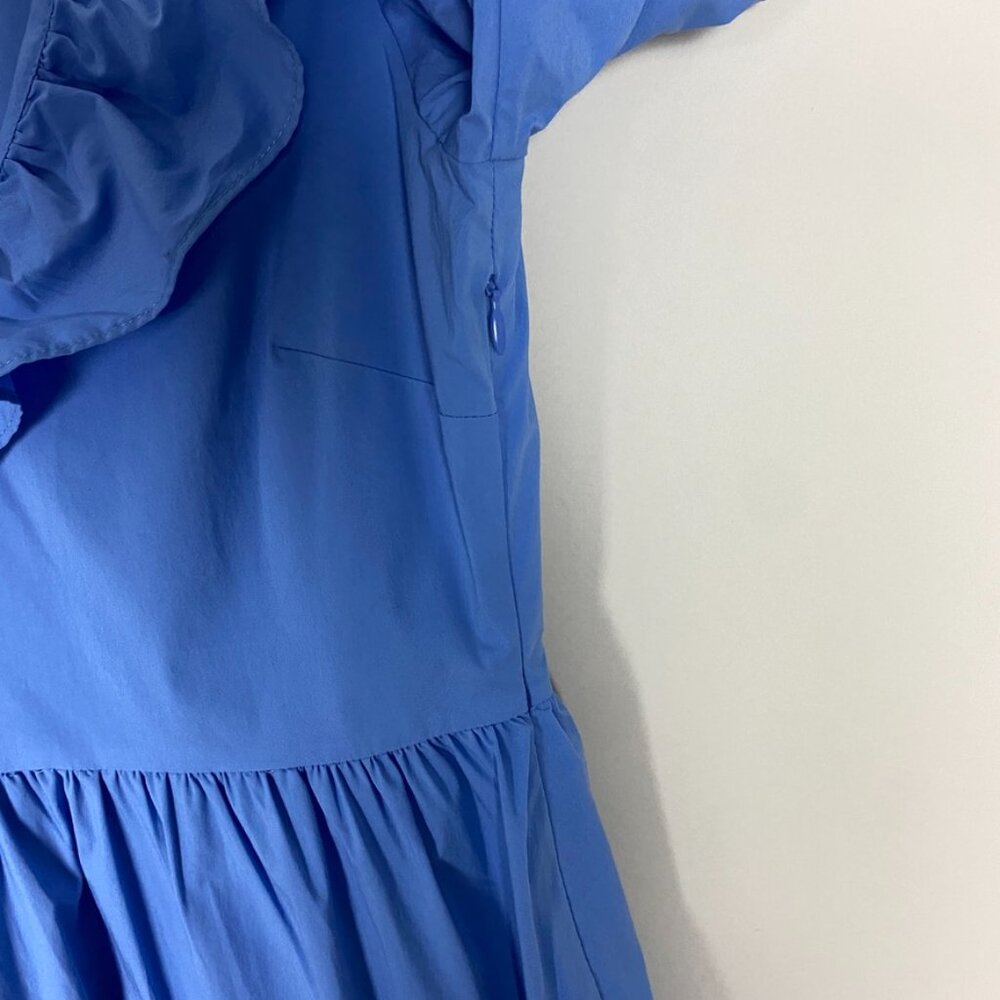 Saylor Zerina A Line Mini Dress Ruffle Blue Womens XS Tiered Puff Sleeves V Neck - Picture 8 of 9